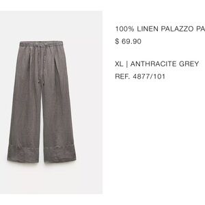 Zara Grey Linen Palazzo Pants